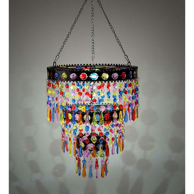 Wind & Weather Colorful Beaded Three-Tier Solar-Powered Mini-Chandelier Metal Light, 2 of 4