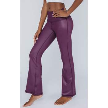 Yogalicious Size S High Rise Flare Leg Full Length Yoga Pants Purple
