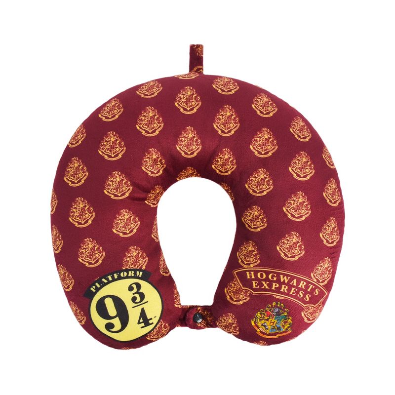 FUL Harry Potter Neck Pillow, Hogwart's Express Travel Head Pillow for Sleep in Airplane or Car, Burgundy, 1 of 5