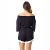 Riviera Sun Womens Off Shoulder 3/4 Sleeve Crochet Trim Romper - 3 of 3