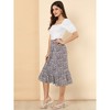 Allegra K Women's Summer Floral Elastic Waist High Low Ruffle Hem Midi Skirts - 2 of 4