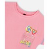 Deux par Deux Girl Organic Cotton Tee with Print and Knot Candy Pink - 4 of 4