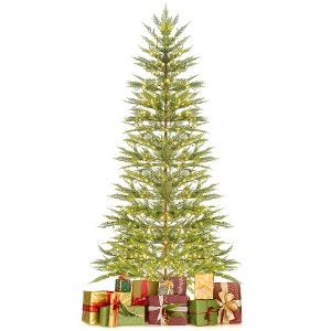 Costway 6.5 FT/7.5FT Pre-Lit Christmas Tree Hinged with 470/612 PE Branch Tips Timer & 430/540 Lights - 1 of 4