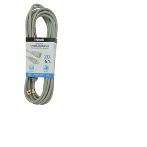 Woods 20' Vacuum Cord Gray: 16 AWG Extension Cord, 13A, UL Listed, 20 ft Length, 1 Outlet - 1 of 3