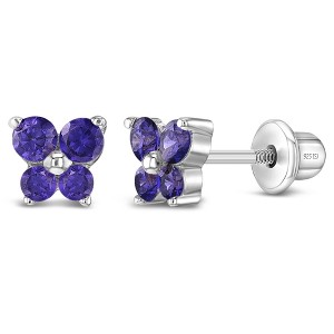 Girl's - Tiny Butterfly Screw Back Sterling Silver Earrings - In Season Jewelry - 1 of 4