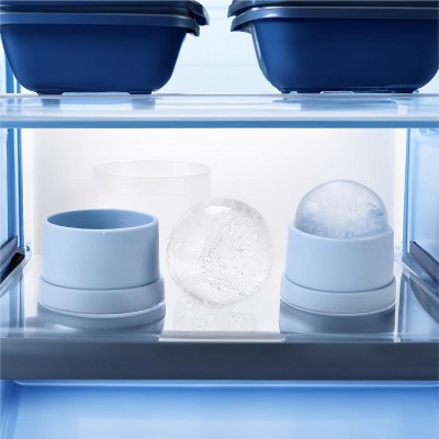 Clear Crystal Whiskey Glass Set with Ice Ball Molds