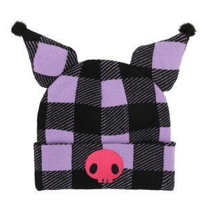 Kuromi Hood Purple Plaid Cuff Beanie - 1 of 4