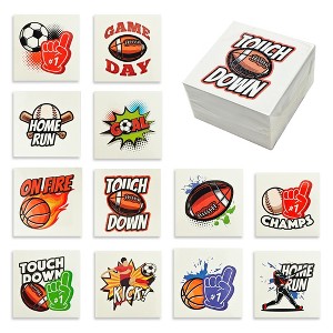 Playbees Sports Tattoos - 144 Pieces - Assorted Goofy Sports Designs - Fun and Temporary Tattoos for Parties, Events, and Kids' Activities - 1 of 4