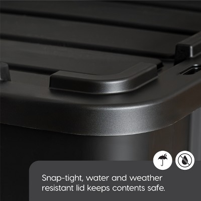 Heavy-Duty Black Plastic Stackable Storage Bins with Lids, 27 Gallon