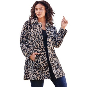 Roaman's Women's Plus Size Petite Fleece Jacket - 1 of 4