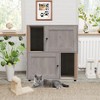 Double Layer Cat Litter Box Enclosure for 2 Cats, Hidden Litter Box Furniture with Cat Scratching Post and Board, 2 Story Wooden Cats Washroom or Bed - 2 of 4