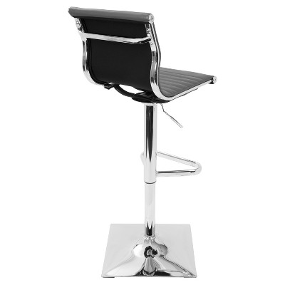 Contemporary Adjustable Swivel Gray Leather Barstool