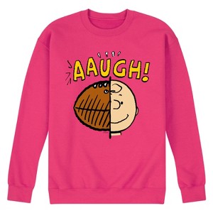 Men's - Peanuts - C Brown Half Football Head Graphic Fleece Sweatshirt - 1 of 4