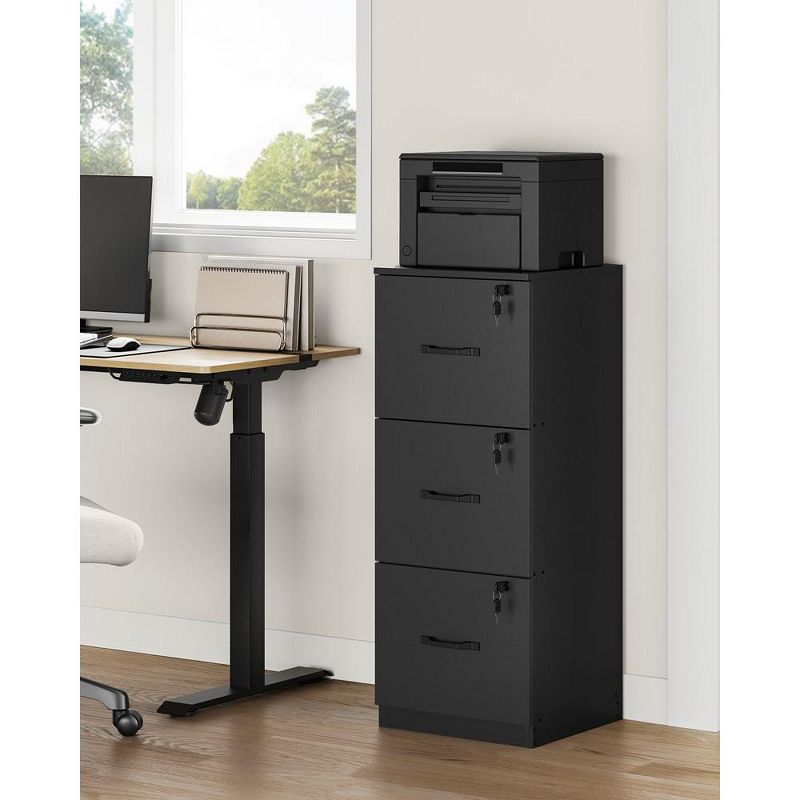 VASAGLE File Cabinet for Home Office, Printer Stand, with 3 Lockable Drawers, Adjustable Hanging Rails, 3 of 7