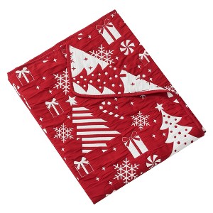 Greenland Home Fashions Peppermint Party Throw, 50"x60", Festive Jacquard Quilt, 100% Polyester, Machine Washable Holiday Accent - 1 of 4