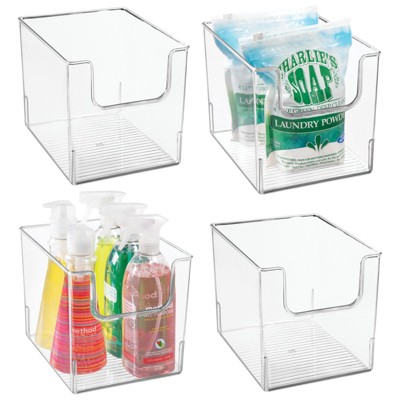 mDesign Linus Modern Clear Plastic Bathroom Storage Open Front Organizer  Bin - 8 x 10 x 7.5, 8 Pack