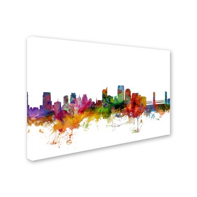 Trademark Fine Art -Michael Tompsett 'Sacramento California Skyline' Canvas Art