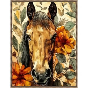Amanti Art Horse in Flowers by Justyna Jaszke Framed Canvas Wall Art - 1 of 4