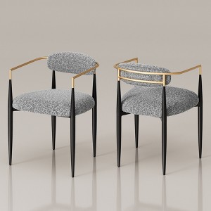 Grey Boucle Dining Chair Set of 2, Mid-Century Luxury Upholstered Armchairs for Kitchen Restaurant Café-Morden Fort - 1 of 4