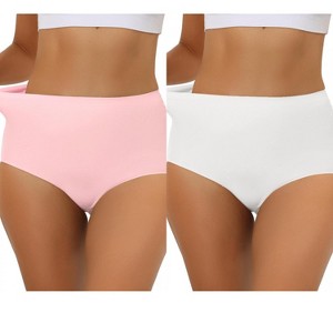 Allegra K Women's Elastic High-Waisted Unlined Breathable No-Show Hipster Underwear 2 Packs - 1 of 4