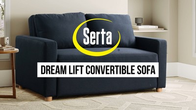 Navy Blue Fabric Full Size Convertible Sleeper Sofa