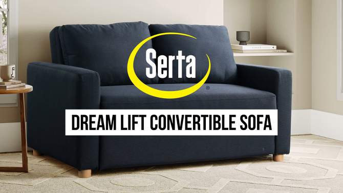 Serta Aurora Convertible Sofa Navy Woven, 2 of 15, play video