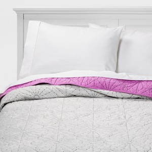 Full/Queen Velvet Stitch Quilt Gray - Pillowfort
