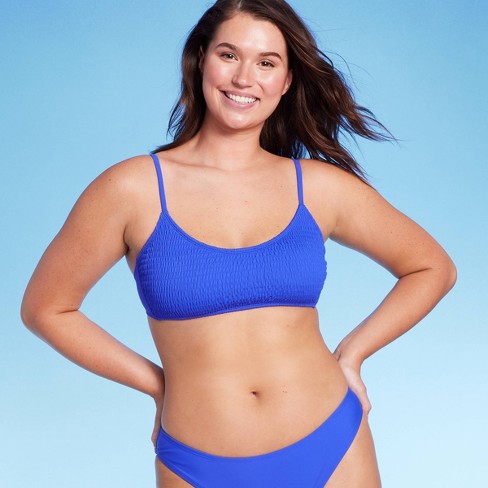 Women's Smocked Bralette Bikini Top - Wild Fable™ Blue L : Target