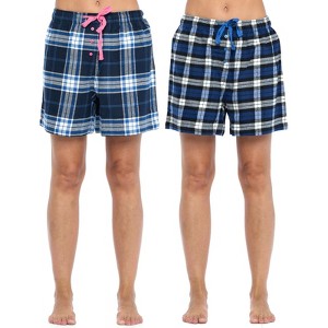 Ashford & Brooks Women's 2 Pack Soft Flannel Plaid Pajama Lounge Sleep Shorts - Set 9 - Small - 1 of 4