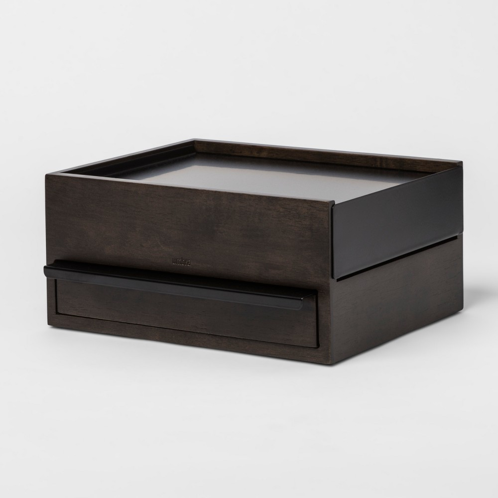 Photos - Wardrobe Umbra Orchid Jewelry Storage Stand Black Walnut - : Hardwood & Metal, No Assembly, Divided Drawer 