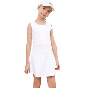 Girls Tennis Dress with Built-in Shorts Girls Athletic Dress Sleeveless A Line Tennis Dress Pleated Girls Golf Dress - 1 of 4