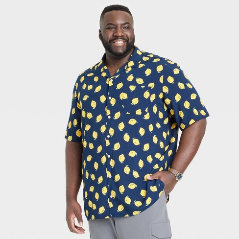 Men's Big & Tall Short Sleeve Collared Button-down Shirt - Goodfellow & Co™  Lemon Yellow Xlt : Target