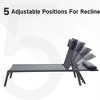 DOMETOUR 3-Piece Patio Chaise Lounge Set: Adjustable Steel Recliners with Headrest & Table (Grey) - 4 of 4
