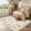 Scalloped Edge Area Rugs for Living Room Bedroom Floral Printed Snake Pattern Washable Rug Soft Non-Slip Low Pile Accent Rug - 2 of 4