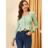INSPIRE CHIC Women's Casual Ditsy Floral Ruffle Long Sleeve Peplum Top Shirts - 4 of 4