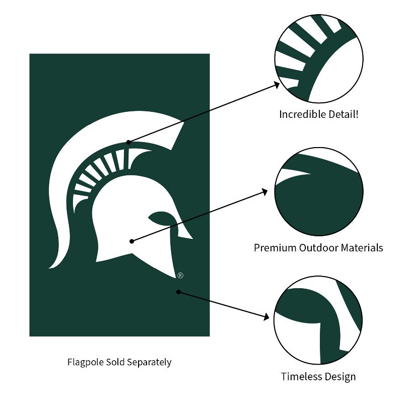 Evergreen NCAA Michigan State University Applique House Flag 28 x 44 Inches Outdoor Decor for Homes and Gardens, 5 of 8