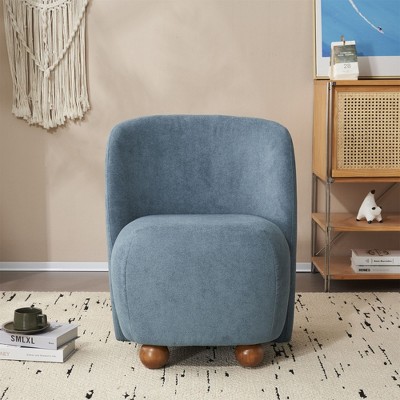 NixBex Modern Low Back Accent Chair Upholstered Armless Living Room Chairs, Round Pine Wood Feet for Small Living Spaces, Bedroom