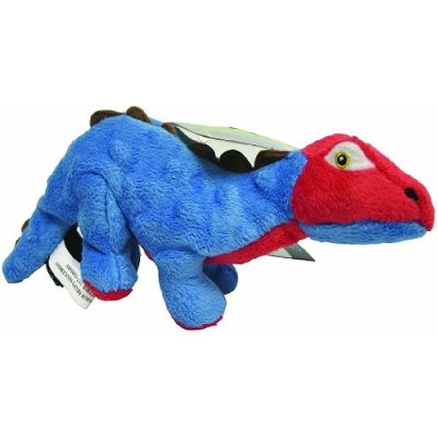 goDog Dinos Spike Squeaky Plush Dog Toy, Chew Guard Technology - Blue, Small