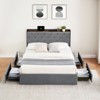Velvet Upholstered Platform Bed Frame with 4 Drawers and Storage Headboard, with  Charging Station, No Box Spring Needed,  Noise Free - 3 of 4