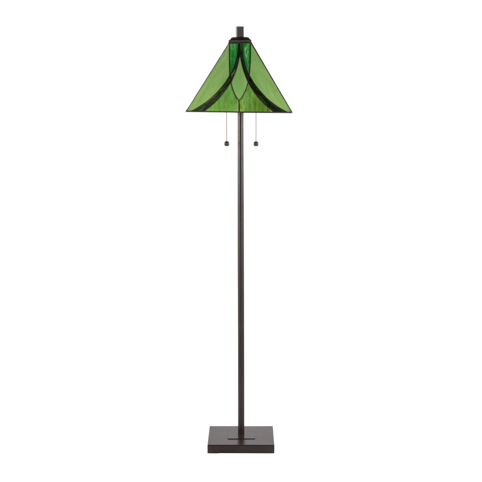 LumiSource Ren 63'' Floor Lamp in Oil Rubbed Bronze Metal Green Glass