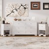 3-Pieces Bedroom Dresser Night Stand Set, 6-Drawer Dresser and 2 Nightstands with Metal Handles, Elegant Design and Retro Style,White - 2 of 4