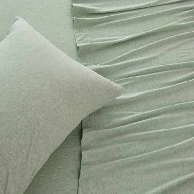 Ultra-Soft Heathered Jersey Knit Cotten Blend Sheet Set - Great Bay Home (King, Green)