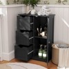 Costway Bathroom Floor Cabinet Side Storage Cabinet with 3 Drawers and 1 Cupboard Grey\ Black - 2 of 4