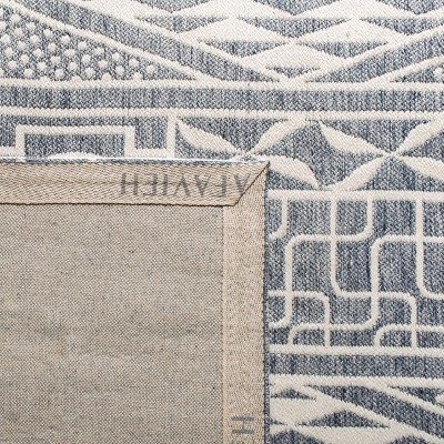Marbella Blue and Ivory Flat Woven Wool Area Rug