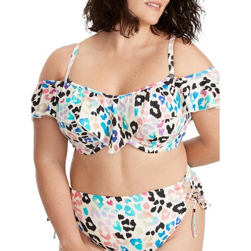 Elomi Women's Plus Size Party Bay Ruffle Underwire Bikini Top - ES801406  42G Multi