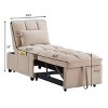 Single Pull Out Velvet Sofa Bed, Convertible Sleeper Chair with Storage Pocket & Adjustable Backrest for Apartment or Dorm-3irtyhousy - 4 of 4