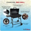 Grill Boss 30 Inch Barrel Charcoal Grill with Adjustable Grate, Large Cooking Area, Built In Temperature Gauge, and Durable Cast Iron Grates, Black - 3 of 4