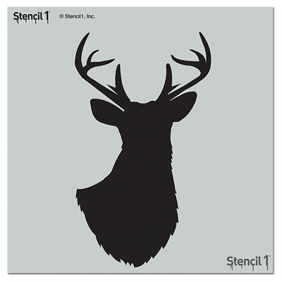 Stencil1 Antlered Deer Silhouette - Wall Stencil 11" x 11"