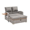 Royal Hampton Outdoor Reclining Chaise Lounge Set w Storage Bench, Pillows, Gray - 3 of 4