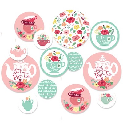 Big Dot of Happiness Floral Let's Par-Tea - Garden Tea Party Giant Circle Confetti - Party Decorations - Large Confetti 27 Count